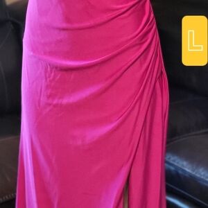 Pink Maxi Wrap Dress with Ruched Slit